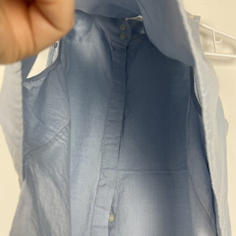 Intermix Blue Sleeveless Button Down Shirt Tencel cotton blend small - Picture 9 of 9